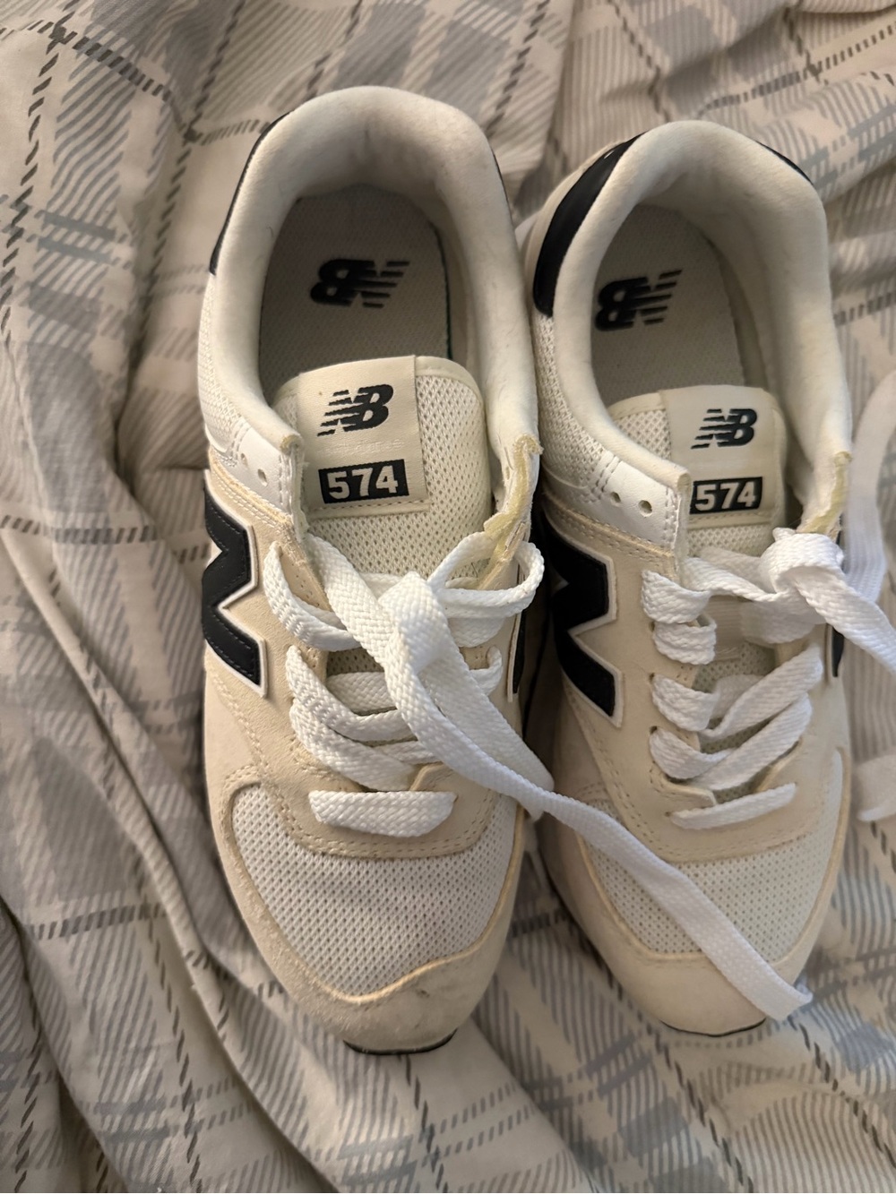 New Balance White Sneakers with Black 'N' Logo